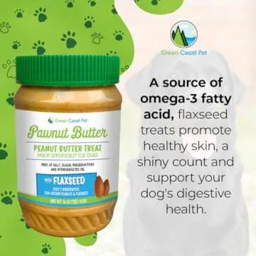Green Coast Pet All-Natural Pawnut Butter for Dogs | Made in USA | Peanut & Flaxseed Blend