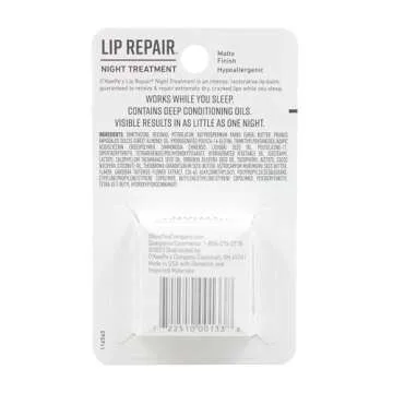 O'Keeffe's Lip Repair Night Treatment Lip Balm for Dry, Cracked Lips - 0.25 Ounce Jar (1 Pack) - Moisturizer Extremely Cracked, Dry Lips