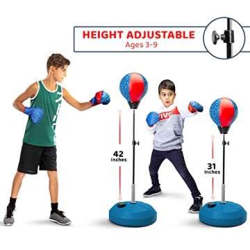 Height Adjustable Freestanding Punching Bag - Fun Boxing Set for Kids