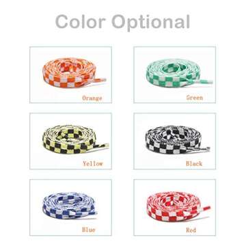 Juipniss Fashion Sneaker Shoe Laces Colors Checkered Grid Flat Printing Shoelaces