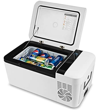 COSTWAY Compact Car Freezer, Portable Travel 12V Fridge with Compressor and LCD Display