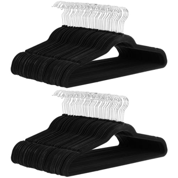 Amazon Basics Velvet Non-Slip Suit Clothes Hangers Pack of 100 Black