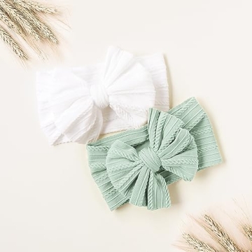 Niceye Handmade Baby Headbands Soft Stretchy Nylon Hair Bands with Bows for Newborn Infant Baby Toddler Girls