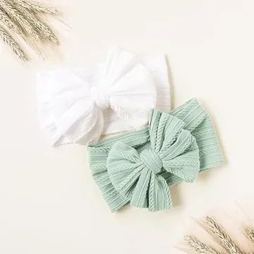 Niceye Handmade Baby Headbands Soft Stretchy Nylon Hair Bands with Bows for Newborn Infant Baby Toddler Girls