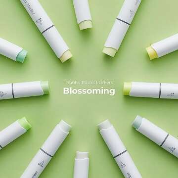 Ohuhu Pastel Alcohol Brush Markers - 48 New Pastel Colors - Blossoming - Alcohol Based Double Tipped...