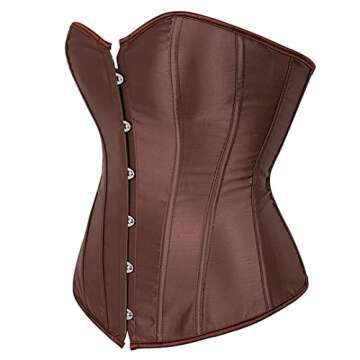Kranchungel Brown Corsets for Women Satin Corset Top Lace up Fashion Bustier Body Shaper Waist Cinch...