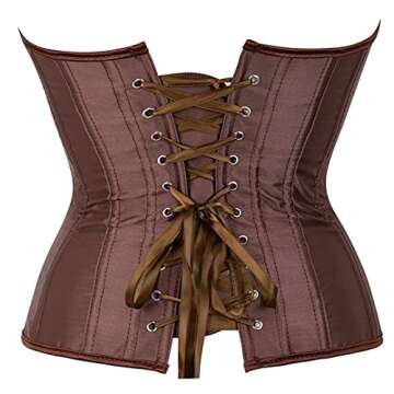 Kranchungel Brown Corsets for Women Satin Corset Top Lace up Fashion Bustier Body Shaper Waist Cincher Corset Small Brown
