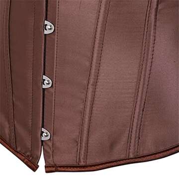Kranchungel Brown Corsets for Women Satin Corset Top Lace up Fashion Bustier Body Shaper Waist Cincher Corset Small Brown