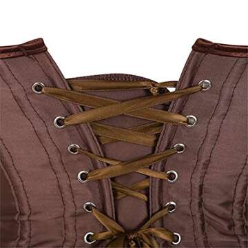 Kranchungel Brown Corsets for Women Satin Corset Top Lace up Fashion Bustier Body Shaper Waist Cincher Corset Small Brown
