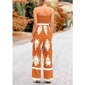 PRETTYGARDEN Women's Summer Boho Jumpsuits One Piece Beach Vacation Outfits Spaghetti Strap Wide Leg...