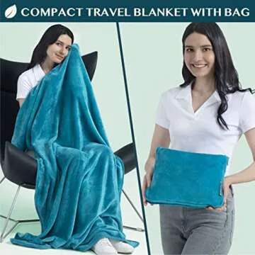 PAVILIA Travel Blanket Pillow, Soft Airplane Blanket 2-IN-1 Combo Set, Plane Blanket Compact Packabl...