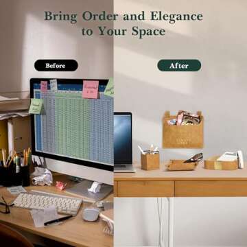 COCO la Vita Leather Office Desktop Jewelry Trays. Wall File Organizer Decorative Holder Basket for Entryway Table. Perfect for Jewelry Watch Keys Wallet Coins Cell Phones and Office Equipment (Set C)