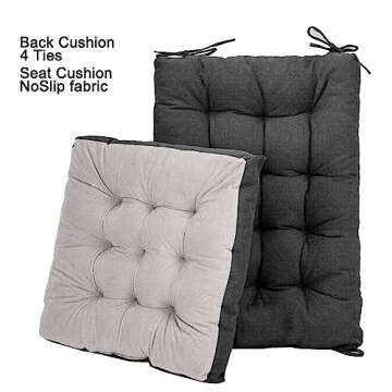 POMIU Rocking Chair Cushion, Chair Cushions, Premium Tufted Back and Seat Cushion Non Skid Slip, Chair Pads for Indoor Home, Kitchen, Desk Chair, Dining Chairs (Black, Fabric 1)