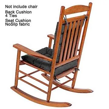 POMIU Rocking Chair Cushion, Chair Cushions, Premium Tufted Back and Seat Cushion Non Skid Slip, Chair Pads for Indoor Home, Kitchen, Desk Chair, Dining Chairs (Black, Fabric 1)