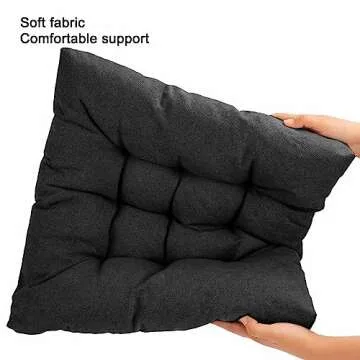 POMIU Rocking Chair Cushion, Chair Cushions, Premium Tufted Back and Seat Cushion Non Skid Slip, Chair Pads for Indoor Home, Kitchen, Desk Chair, Dining Chairs (Black, Fabric 1)