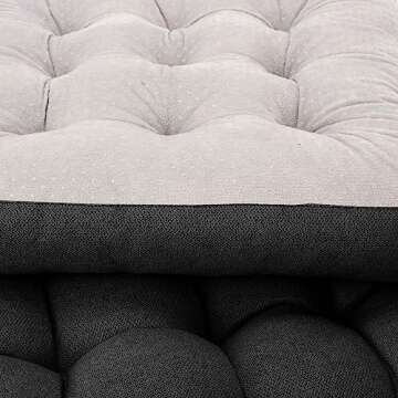 POMIU Rocking Chair Cushion, Chair Cushions, Premium Tufted Back and Seat Cushion Non Skid Slip, Chair Pads for Indoor Home, Kitchen, Desk Chair, Dining Chairs (Black, Fabric 1)