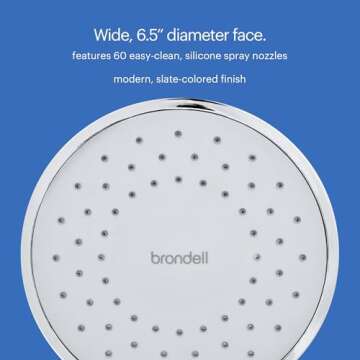 VivaSpring Filtered Shower Head FSH25-CG | Chrome Finish with Slate face and Wide Rain Spray | for softer skin and hair | 6 month filter FF-15 | Certified Filtration