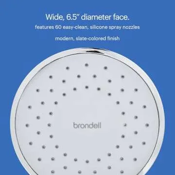 VivaSpring Filtered Shower Head FSH25-CG | Chrome Finish with Slate face and Wide Rain Spray | for softer skin and hair | 6 month filter FF-15 | Certified Filtration