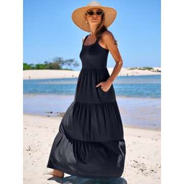 ANRABESS Women's Summer Casual Long Maxi Beach Vacation Dresses Sleeveless Square Neck Flowy Tiered Sun Dress with Pockets Navy Blue XX-Large
