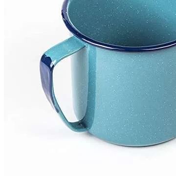 Cinsa 2 qt. Enameled Warmer / Mug (Blue Color) Ideal for heating/boiling water, soup, hot chocolate. Lightweight, heat resistant, easy to clean,diswasher safe.