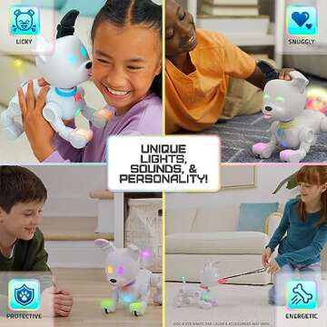 Dog-E Interactive Robot Dog with Colorful LED Lights, 200+ Sounds & Reactions, App Connected (Ages 6...