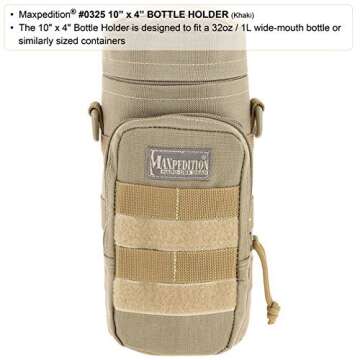Maxpedition Bottle Holder, Khaki, 10 -Inch x 4 -Inch