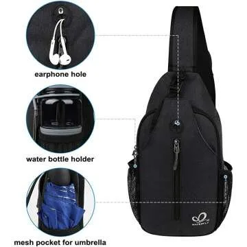 WATERFLY Crossbody Sling Backpack for Travel