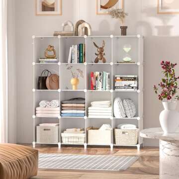Neprock 16 Cubby Storage Organizer, Closet Clothes Storage Organizer, Cube Shelves Closet Organizers...