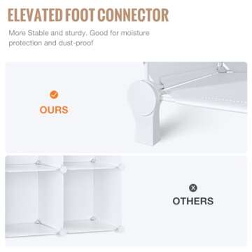 Neprock 16 Cubby Storage Organizer, Closet Clothes Storage Organizer, Cube Shelves Closet Organizers and Storage Shelves for Clothing Storage with Hammer, Bookshelf for Kids (White)