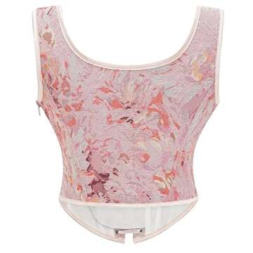 Alivila.Y Fashion Womens Sexy Vintage 1920s Renaissance Lace Trim Corset Bustier 22113-Pink-S