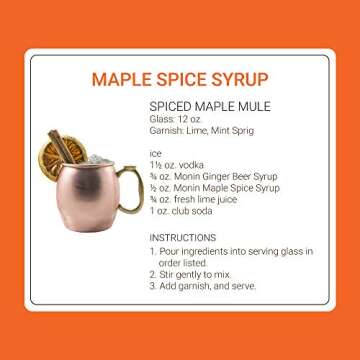 Monin - Maple Spice Syrup, Hints of Gingerbread and Cinnamon, Natural Flavors, Great for Cocktails, Lattes, Mochas, and Iced Coffees, Non-GMO, Gluten-Free (750 ml)