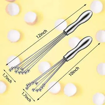 2 Pieces Stainless Steel Mini Ball Whisk Set - Perfect for Cooking & Baking