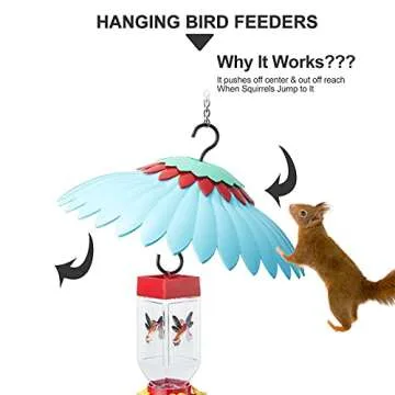 Beserie Squirrel Baffle,Hang from Bird Feeders for Outdoors Squirrel Proof, Protect Feed Green Dome Attract Hummingbirds, Moat Proof, Easy to Clean-14inch(Blue)