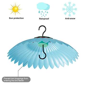 Beserie Squirrel Baffle,Hang from Bird Feeders for Outdoors Squirrel Proof, Protect Feed Green Dome Attract Hummingbirds, Moat Proof, Easy to Clean-14inch(Blue)