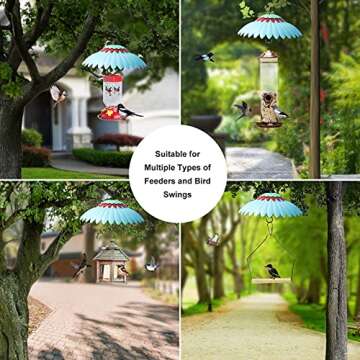 Beserie Squirrel Baffle,Hang from Bird Feeders for Outdoors Squirrel Proof, Protect Feed Green Dome Attract Hummingbirds, Moat Proof, Easy to Clean-14inch(Blue)