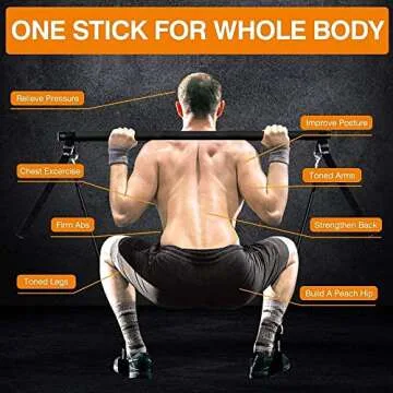 MALOOW Adjustable Pilates Bar Kit with Resistance Bands,Portable Yoga Exercise Sticks&2 Sets Stackab...