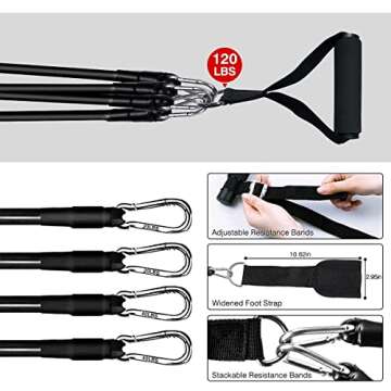 MALOOW Adjustable Pilates Bar Kit with Resistance Bands,Portable Yoga Exercise Sticks&2 Sets Stackable Resistance Bands for Toning Muscle.Stretched Fusion Pilates Home Gym,Full Body Workout,(Black)