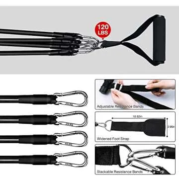 MALOOW Adjustable Pilates Bar Kit with Resistance Bands,Portable Yoga Exercise Sticks&2 Sets Stackable Resistance Bands for Toning Muscle.Stretched Fusion Pilates Home Gym,Full Body Workout,(Black)