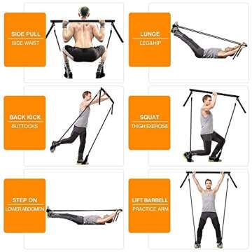 MALOOW Adjustable Pilates Bar Kit with Resistance Bands,Portable Yoga Exercise Sticks&2 Sets Stackable Resistance Bands for Toning Muscle.Stretched Fusion Pilates Home Gym,Full Body Workout,(Black)