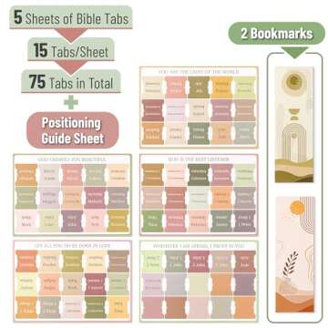 Mr. Pen- Bible Tabs with 2 Bookmark, 75 Tabs, Boho Theme, Laminated Bible Tabs for Women and Men, Bi...