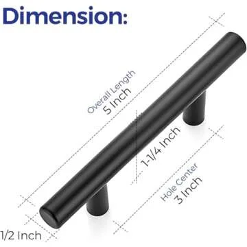 10 Pack |5'' Cabinet Pulls Matte Black Stainless Steel Kitchen Cupboard Handles Cabinet Handles 5”Length, 3” Hole Center 10-Pack