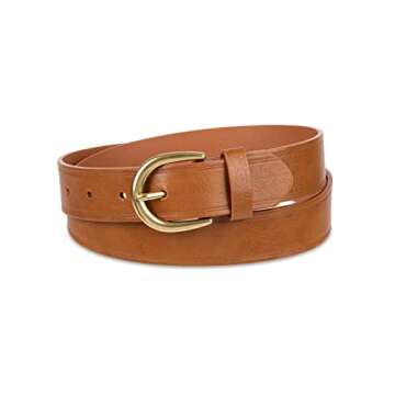 Amazon Essentials Women's Raw Edge Jeans Belt in Tan with Extra Comfort