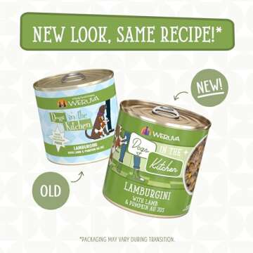Weruva Dogs in The Kitchen, Lamburgini with Lamb & Pumpkin Au Jus Dog Food, 10oz Can (Pack of 12)