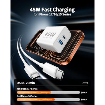 WODENTA 2-Pack 45W Fast Charging iPhone 17 Charger