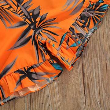 RSRZRCJ Toddler Kids Baby Girls Summer Clothes Off Shoulder Ruffle Crop Tops Ripped Denim Shorts Pants 2PCS Outfits Set