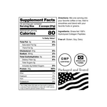 Norcal Hydrolyzed Collagen Peptides - 20g Protein Pure Supplement