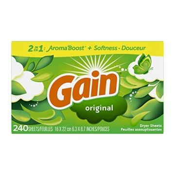 Gain Original Scent Dryer Sheets, 240 Count - 2-in-1 Aromaboost Softness