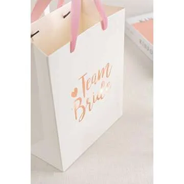 Crisky Team Bride Bags Bridesmaid Gift Bags Bride Tribe Bags Hangover Recovery Kit for Bachelorotte Bridal Shower Hen's Party Favors Wedding Decorations [ Pack of 12, Rose Gold Foil ]