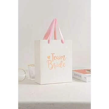 Crisky Team Bride Bags Bridesmaid Gift Bags Bride Tribe Bags Hangover Recovery Kit for Bachelorotte Bridal Shower Hen's Party Favors Wedding Decorations [ Pack of 12, Rose Gold Foil ]