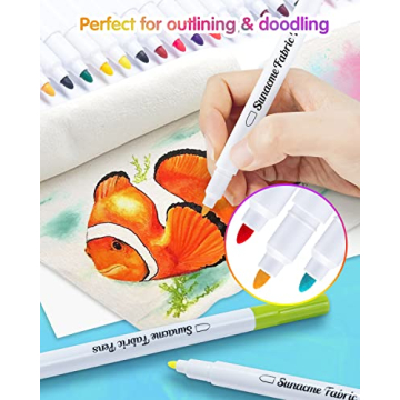 sunacme 32 Colors Fine Tip Fabric Markers for All Ages